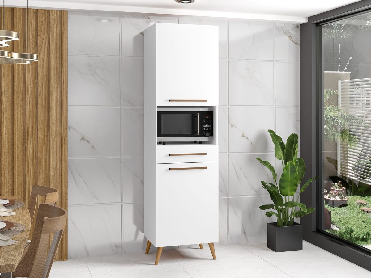 Paneleiro para micro-ondas 2P 1G: ambiente, Branco Lacca