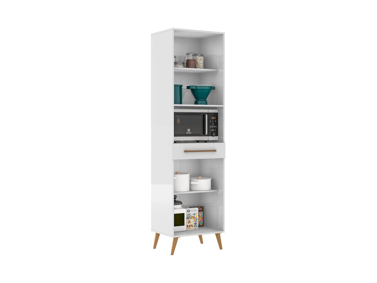Paneleiro para micro-ondas 2P 1G: interior, Branco Lacca