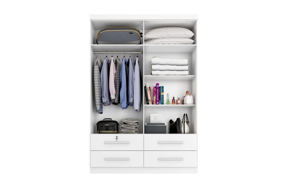 Roupeiro Maximus Plus 4P 4G: interior, Branco Absoluto