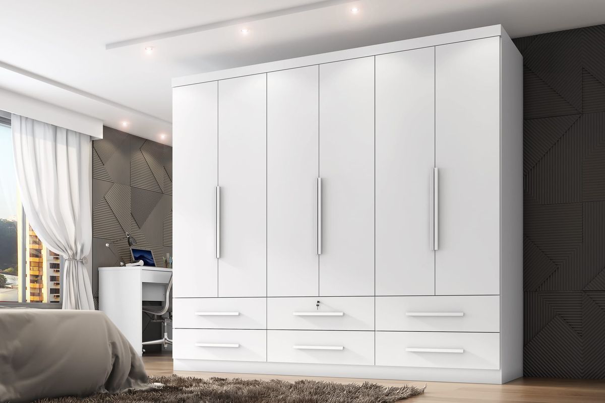 Roupeiro Maximus Plus 6P 6G: ambiente, Branco Absoluto