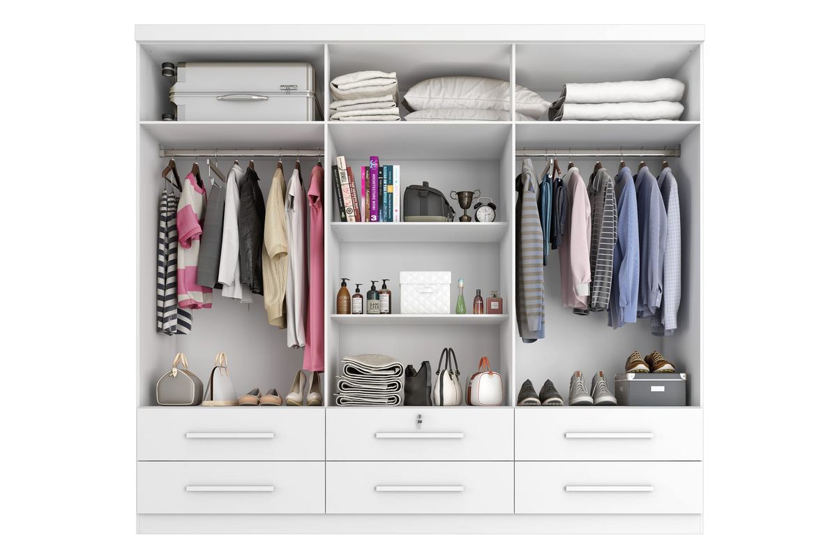 Roupeiro Maximus Plus 6P 6G: interior, Branco Absoluto