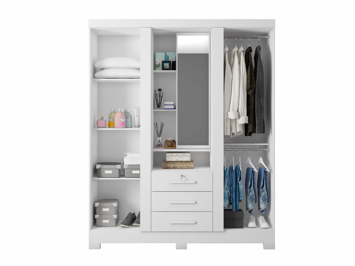 Roupeiro Capelinha Premium 3P 3G: interior, Branco Absoluto