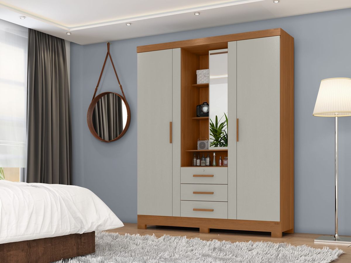 Roupeiro Capelinha Premium 3P 3G: ambiente, Cinamomo / Areia