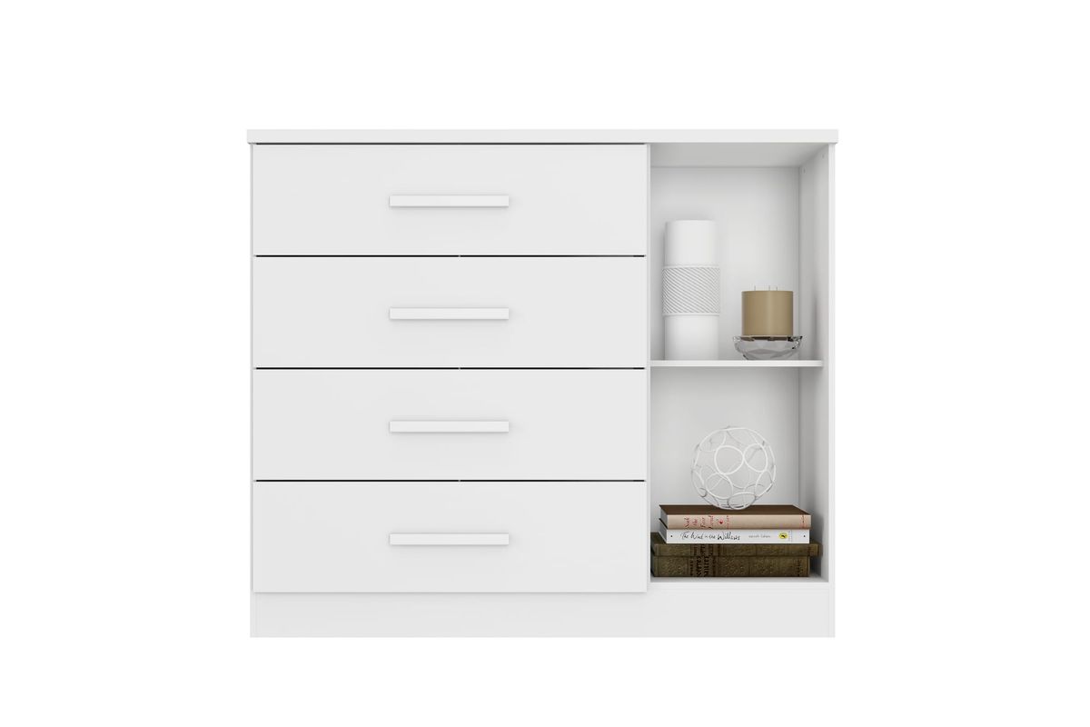 Cômoda Sapateira Gênova Plus 1P 4G: interior, Branco Absoluto