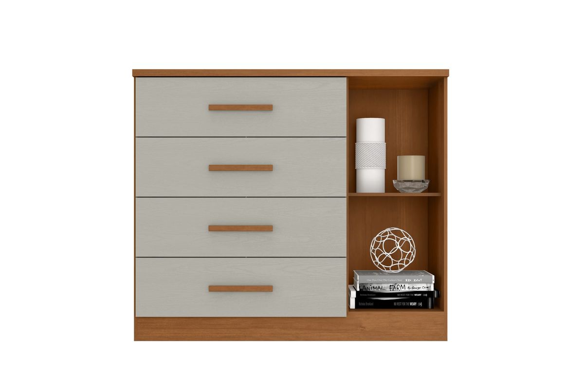 Cômoda Sapateira Gênova Plus 1P 4G: interior, Cinamomo / Areia