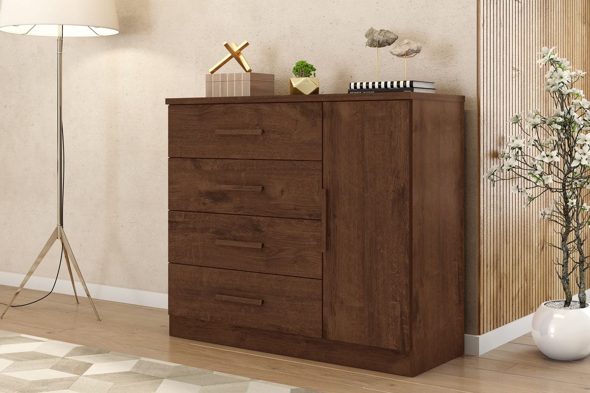 Cômoda Sapateira Gênova Plus 1P 4G: ambiente, Jacarandá