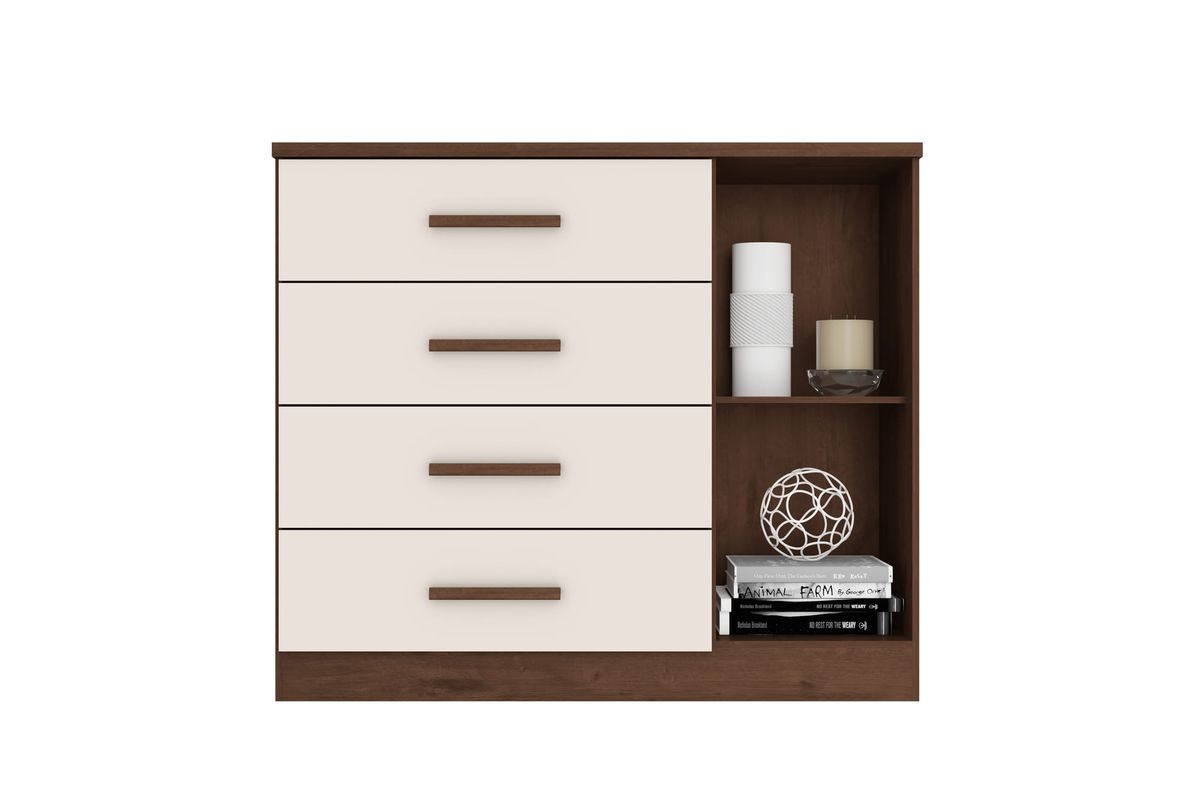 Cômoda Sapateira Gênova Plus 1P 4G: interior, Jacarandá / Off White