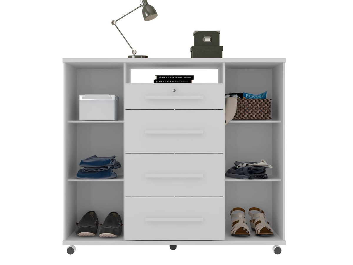 Cômoda Sapateira Versátil 2P 4G: interior, Branco Absoluto