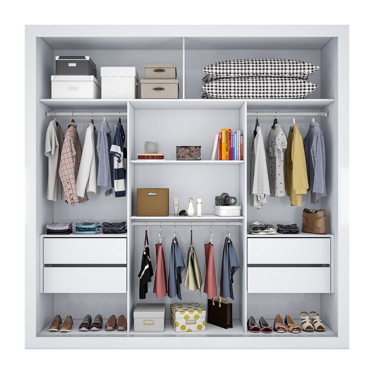 Roupeiro Trianon 2P 4G: interior, Branco Absoluto