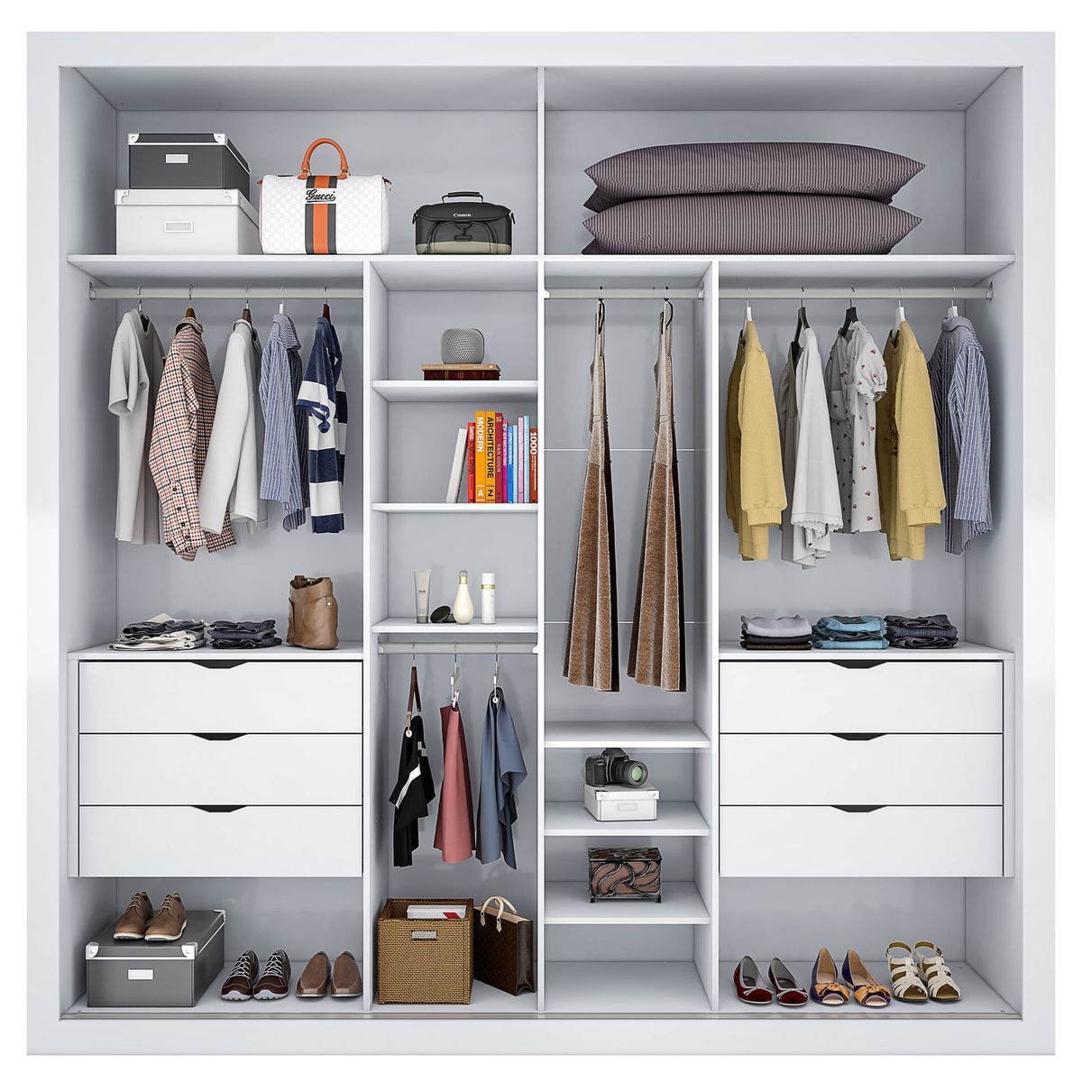 Roupeiro Versalles 2P 6G: interior, Branco Absoluto