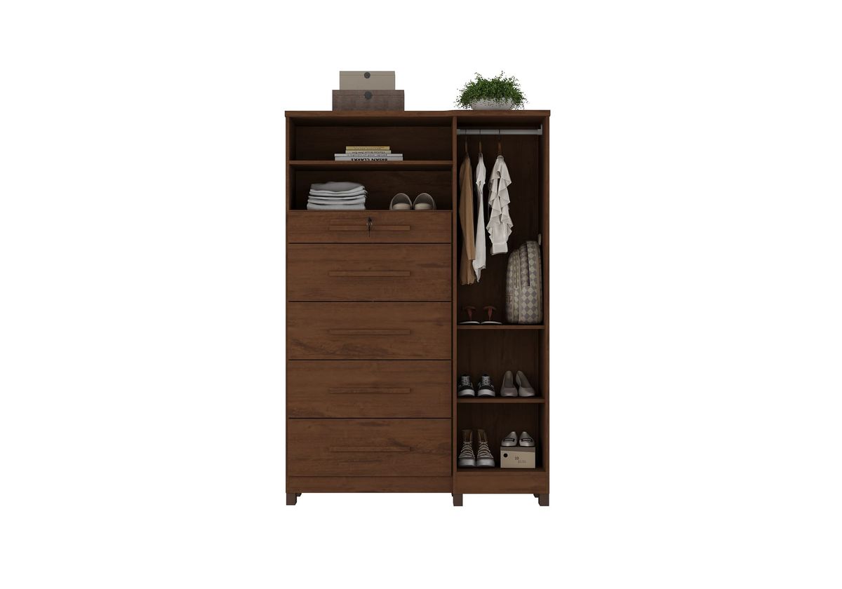 Cômoda Sapateira Imperial 1P 5G: interior, Jacarandá