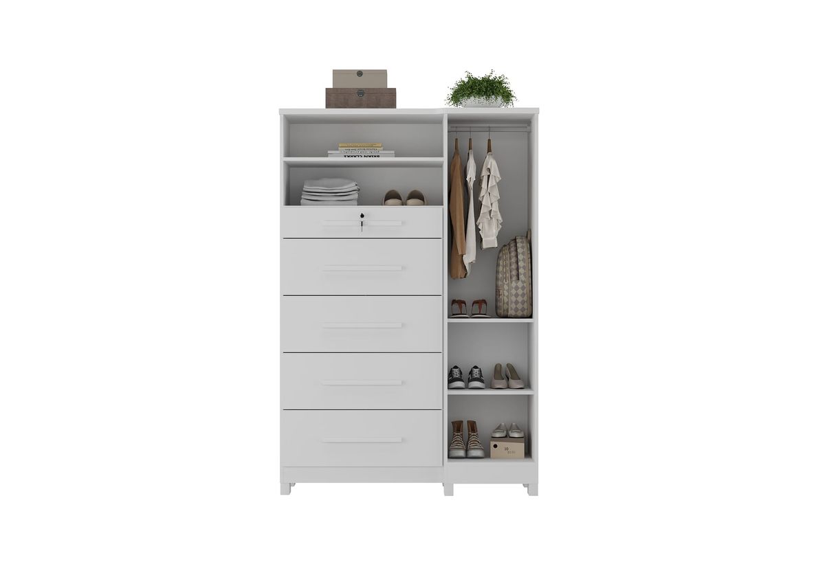 Cômoda Sapateira Imperial 1P 5G: interior, Branco Absoluto