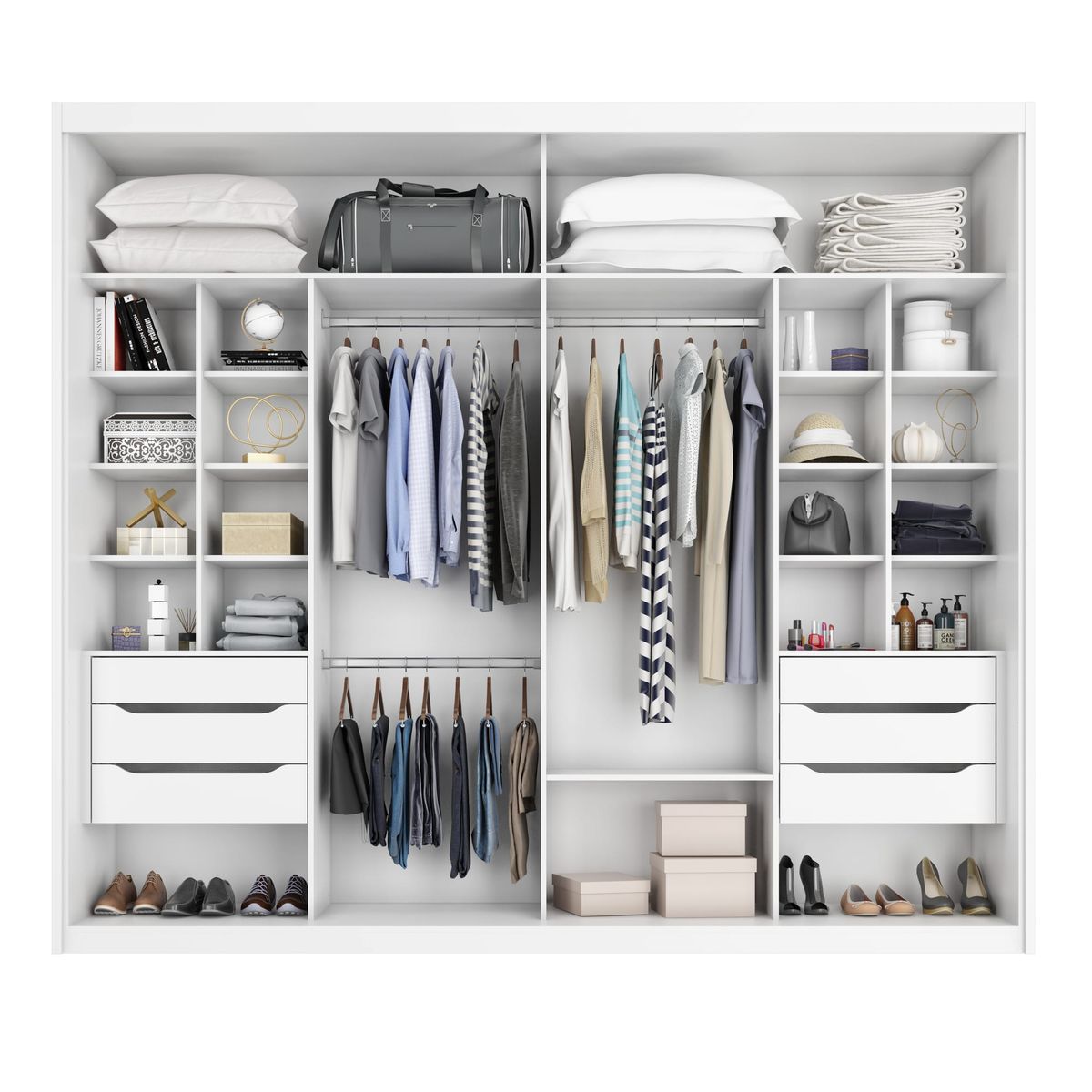 Roupeiro Atraente 2P 6G: interior, Branco Absoluto