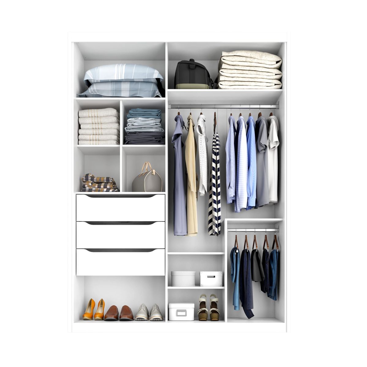 Roupeiro Splendido 2P 3G: interior, Branco Absoluto