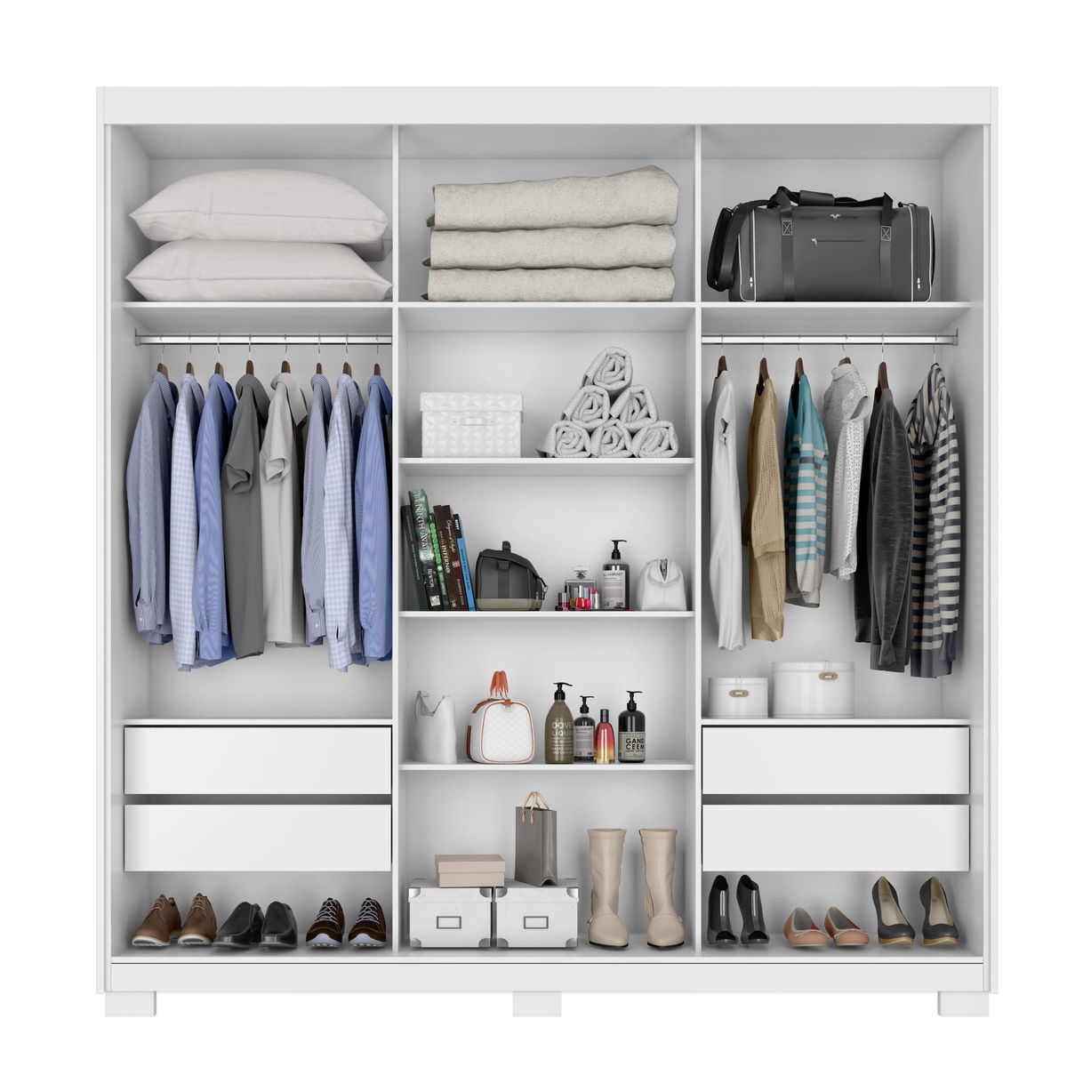 Roupeiro Confort 3P 4G: interior, Branco Absoluto