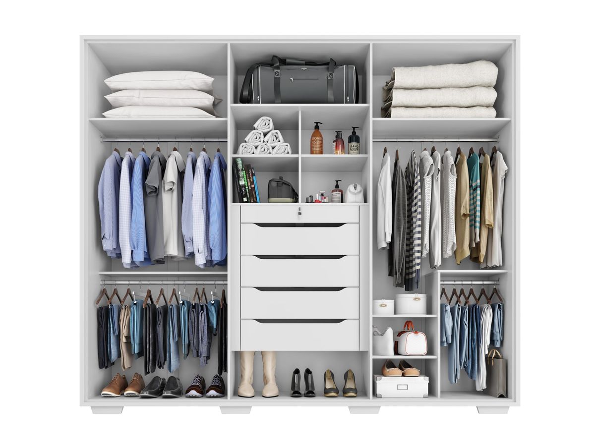 Roupeiro Vision Glass 6P 5G: interior, Branco Absoluto