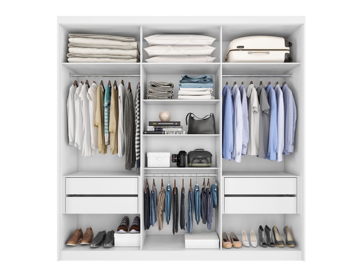 Roupeiro Prisma Mix 6P 4G: interior, Branco Absoluto
