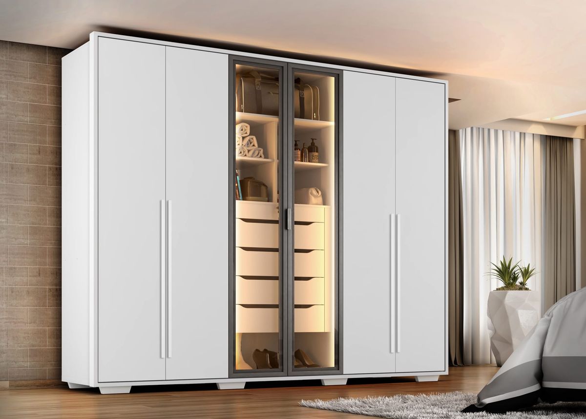 Roupeiro Vision Mix 6P 5G: ambiente, Branco Absoluto