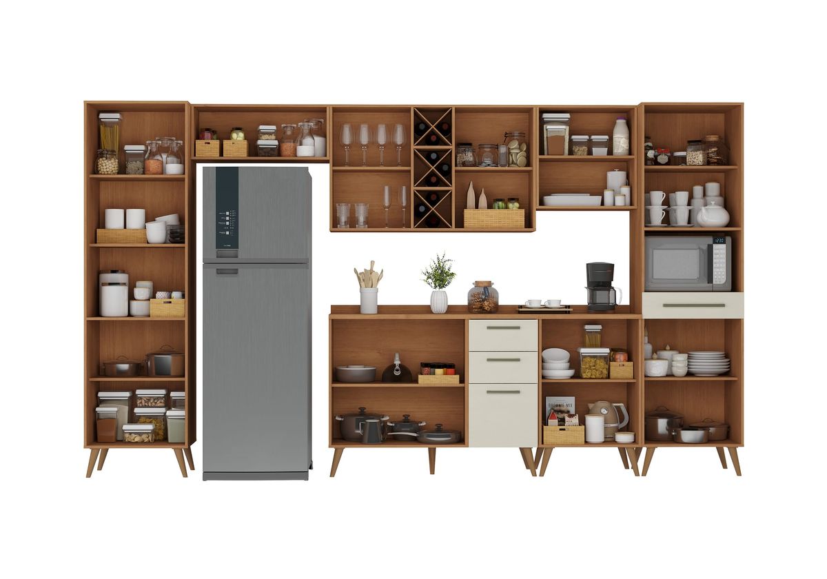 Cozinha Modulada Favorita: interior, Cinamomo / Areia