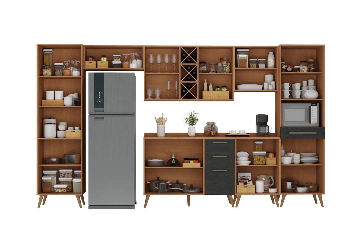 Cozinha Modulada Favorita: interior, Cinamomo / Preto Catedral